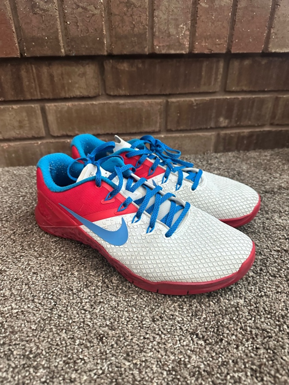 Nike Metcon 4 Mens 9.5 Training Shoes White Red Blue AV3720-991